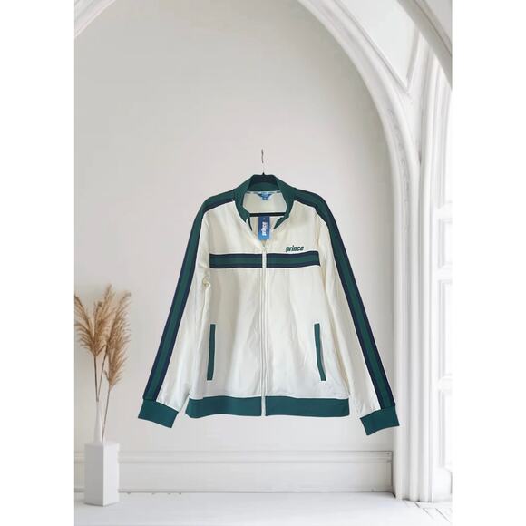 NWT  Prince Pickleball Men's Zip-Front Track Jacket Cream XXL - Picture 1 of 9